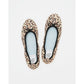 日本製【珍珠色調防水】Emma Francis 真皮 圓頭平底芭蕾舞鞋(02b-L S328)(Leopard pattern leather suede)（レオパード柄 レザースエード）