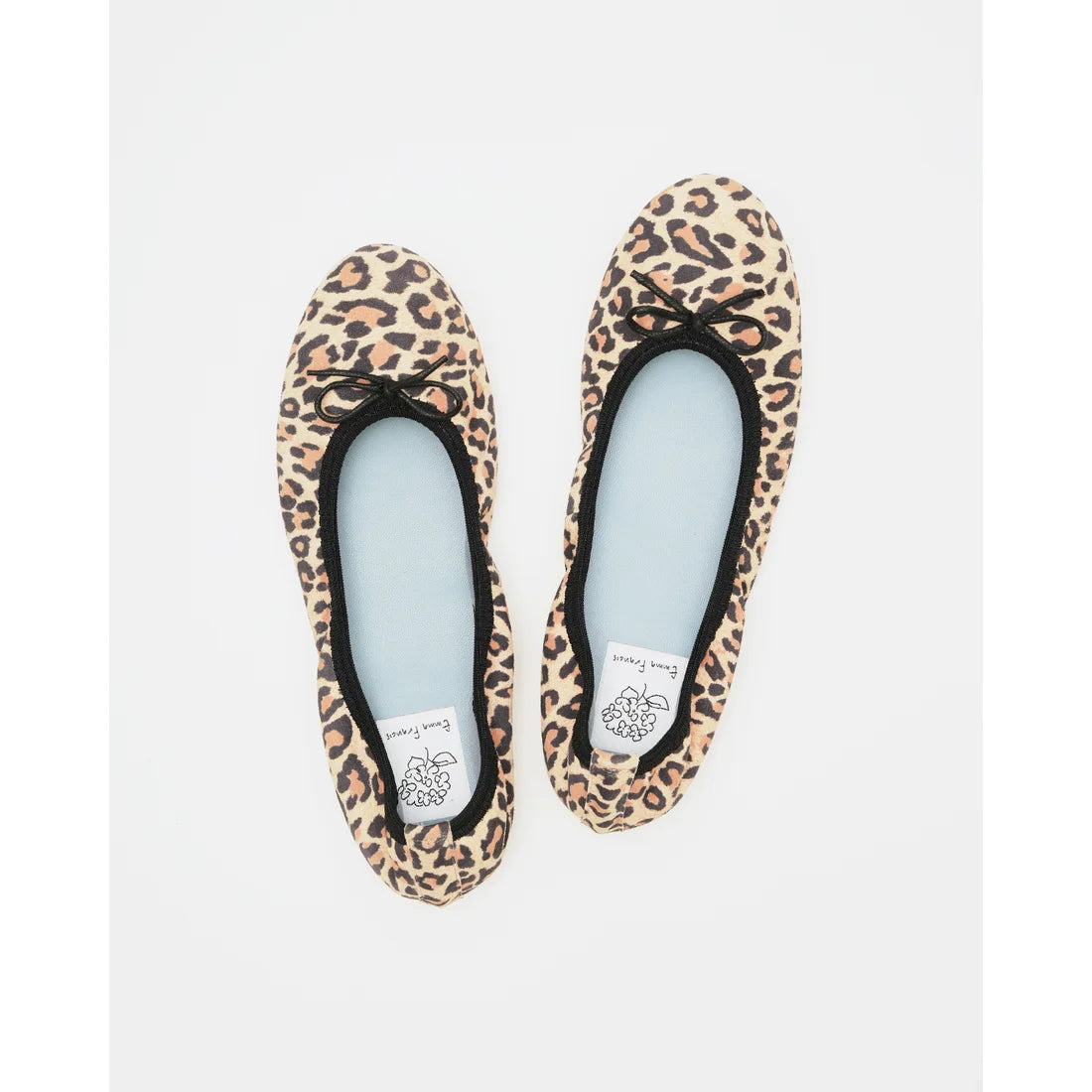 日本製【珍珠色調防水】Emma Francis 真皮 圓頭平底芭蕾舞鞋(02b-L S328)(Leopard pattern leather suede)（レオパード柄 レザースエード）
