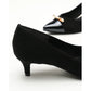 【新品】日本製Emma Francis   金色蝴蝶結 5cm 高跟鞋（黑色 絨面革）(5001b-S 101) BLK