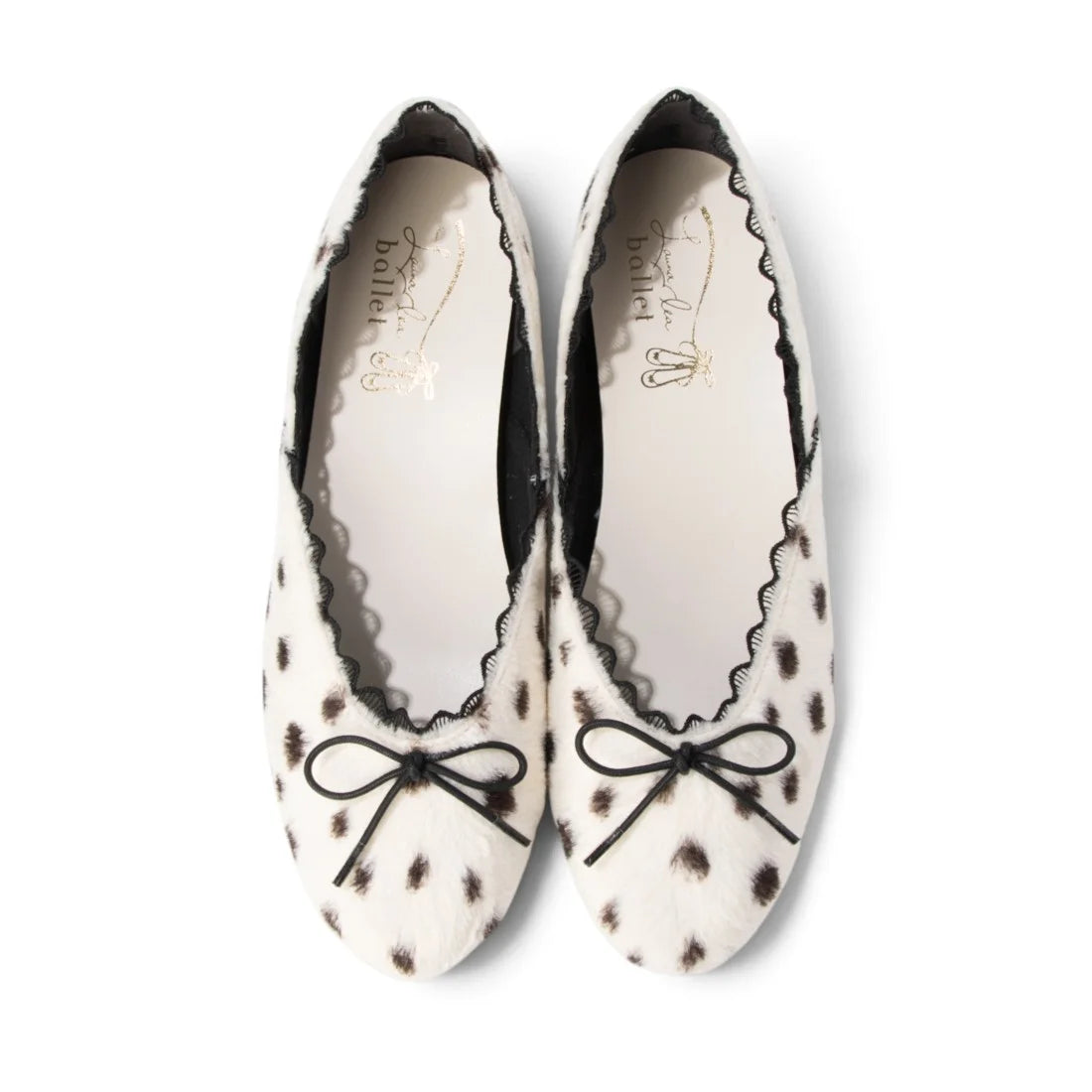 【新品預訂】日本製 Launa lea 經典蕾絲邊蝴蝶結芭蕾舞鞋 (B1616A)(斑點紋/Dalmatian-Z)