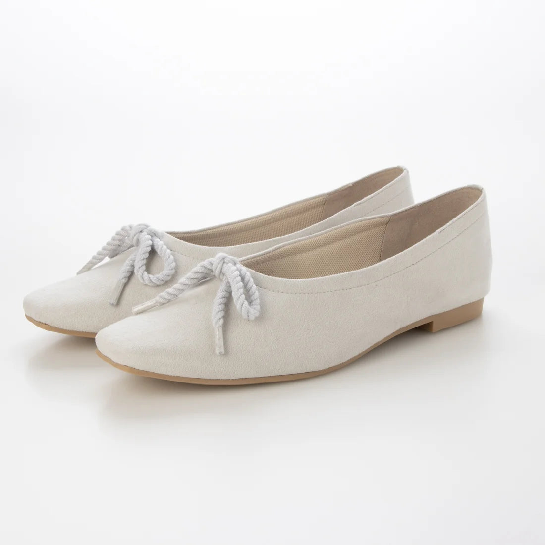 【新品預訂】日本製 Launa lea 繩蝴蝶結方頭絨毛芭蕾舞鞋（B7102A）(淺灰色 S / L Grey S)
