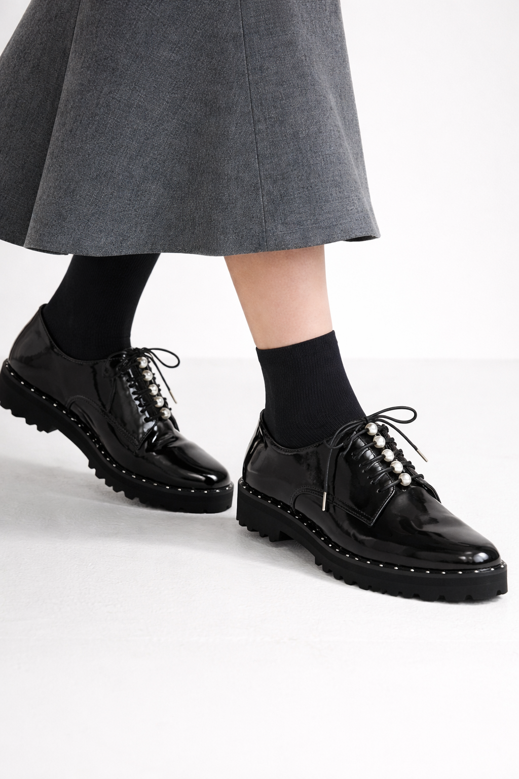 【新品現貨】日本製 Lauf Oletta [All Weather] 全天候防水輕盈珍珠繫帶鞋（LRH128 BLACK-G） (黑色)