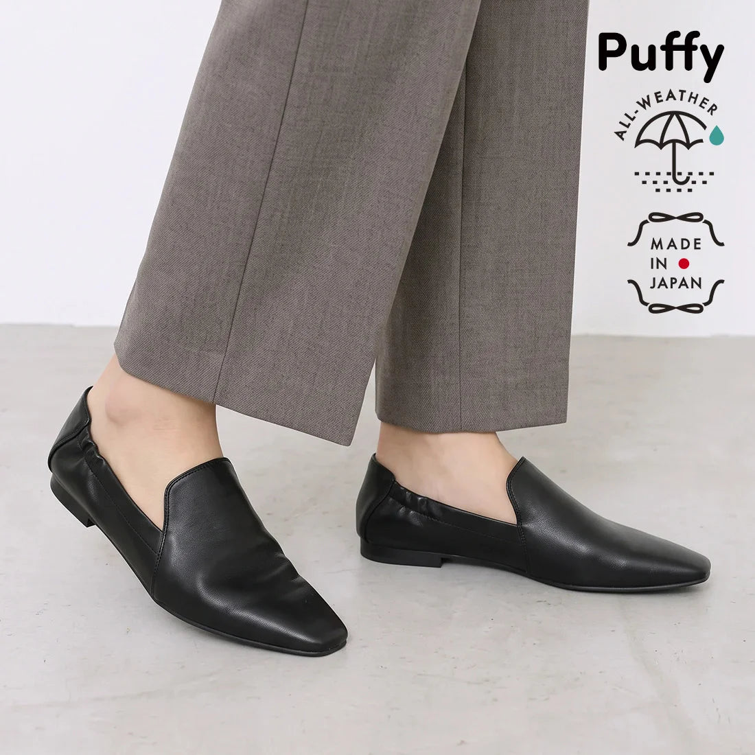 【新品預訂】日本製 Lauf Oletta  [All Weather] 全天候 柔軟褶皺平底鞋（LRP143 BLACK）