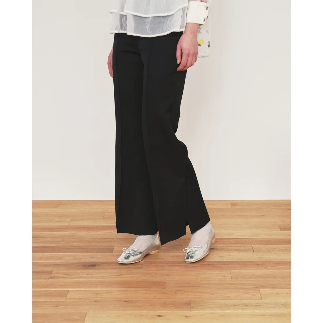 【新品預訂】日本製Emma Francis  綁帶蝴蝶結平底鞋（銀色）(03ab-M 162)