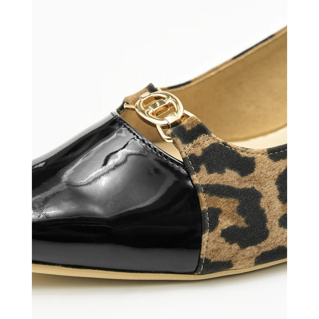 【新品預訂】日本製Emma Francis 4cm跟 前馬銜扣高跟鞋 (豹紋緞面) (4003a ST328)