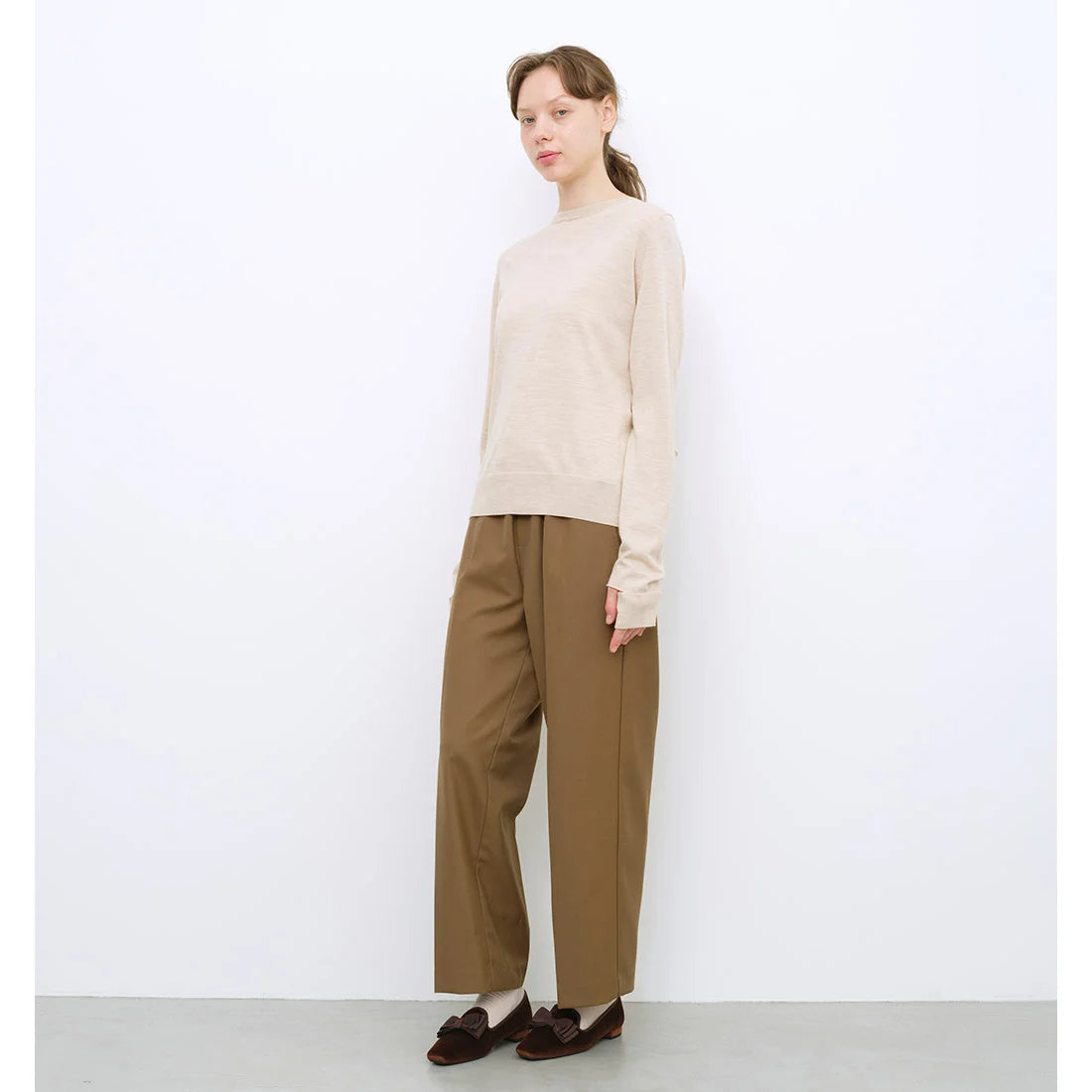 【新品預訂】日本製 Launa lea 方頭蝴蝶結樂福鞋（570）(深啡色/D.Brown-Z)