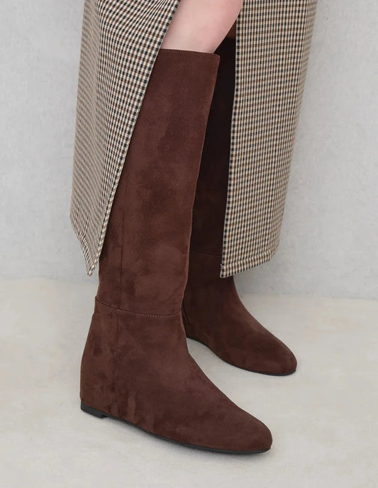 【新品現貨】Launa Lea 5cm內增高柔軟絨布長boot (S149)(深棕色／D Brown S)