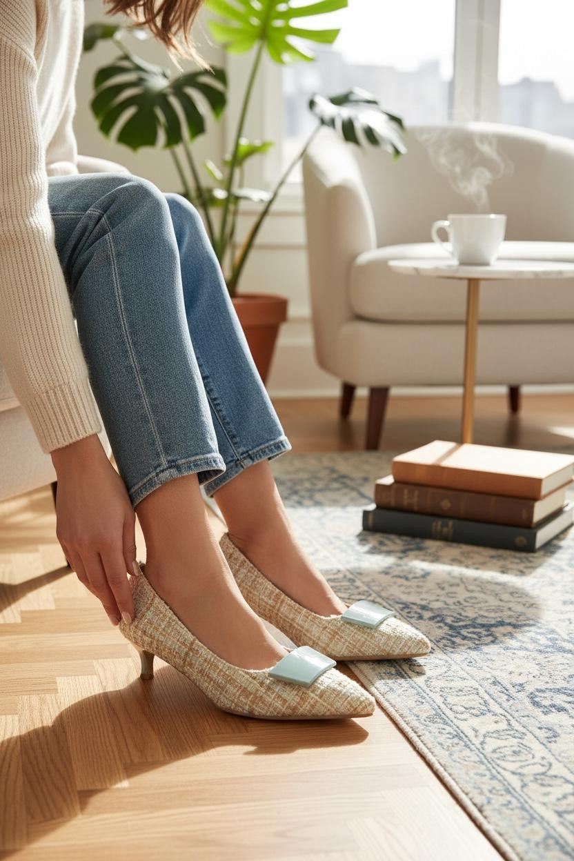 【新品現貨】日本製 Launa Lea 5cm方扣尖頭高跟鞋 (573) (薄荷Z/C / Mint Z/C)