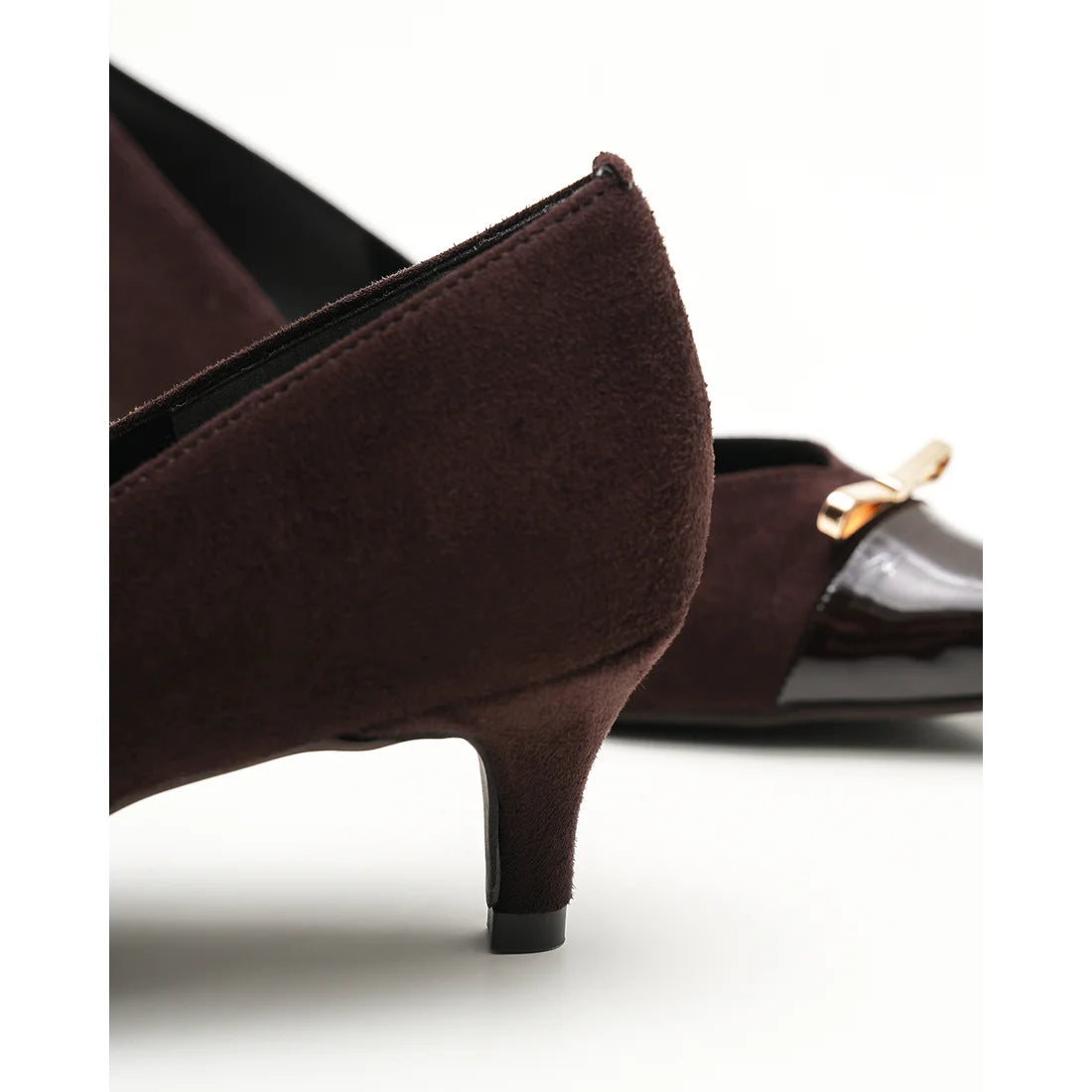 【新品】日本製Emma Francis   金色蝴蝶結 5cm 高跟鞋（棕色 絨面革）(5001b-S 105) BRN