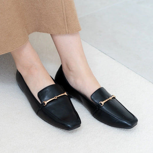 日本製 Launa lea 金扣樂福鞋 (457A) (黑色/Black)