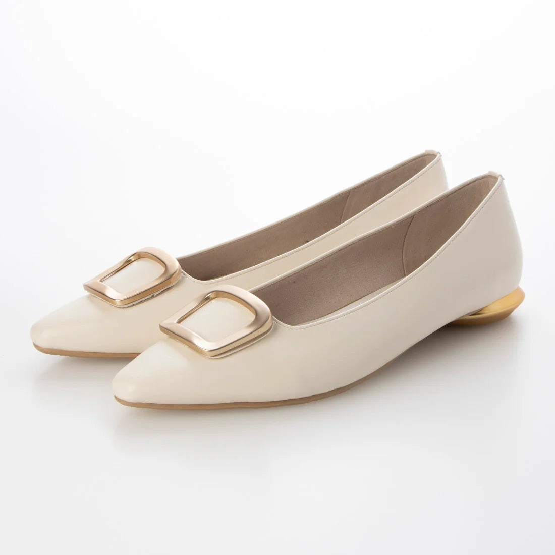日本製 Launa lea 方扣平底樂福鞋( 576 ) (象牙色/Ivory)