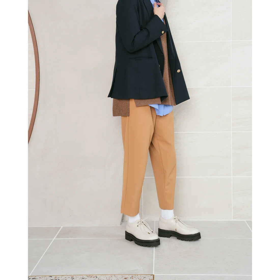 日本製Emma Francis 綁帶樂福鞋(象牙色漆面)( 2003a-E 177 ）IVO
