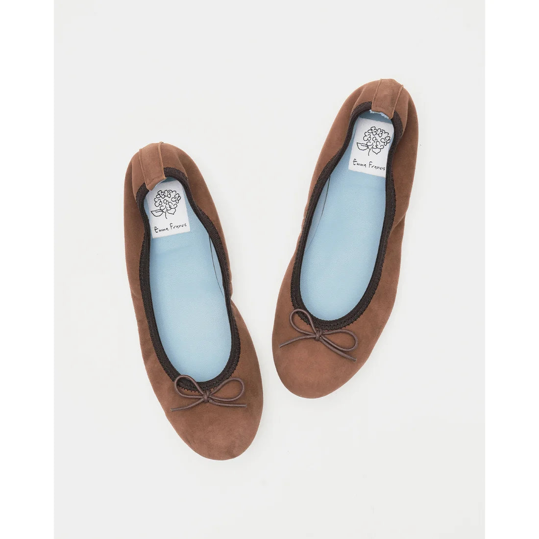 日本製【珍珠色調防水】Emma Francis 真皮 圓頭平底芭蕾舞鞋(02b-L S104)(Brown leather suede)（ブラウン レザースエード）