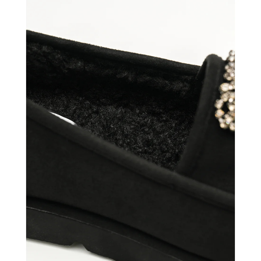 【新品預訂】日本製Emma Francis   [雨天應對] 防水 內側柔軟仿毛 寶石樂福鞋（黑色絨面革）(2002g-S 101)BLK