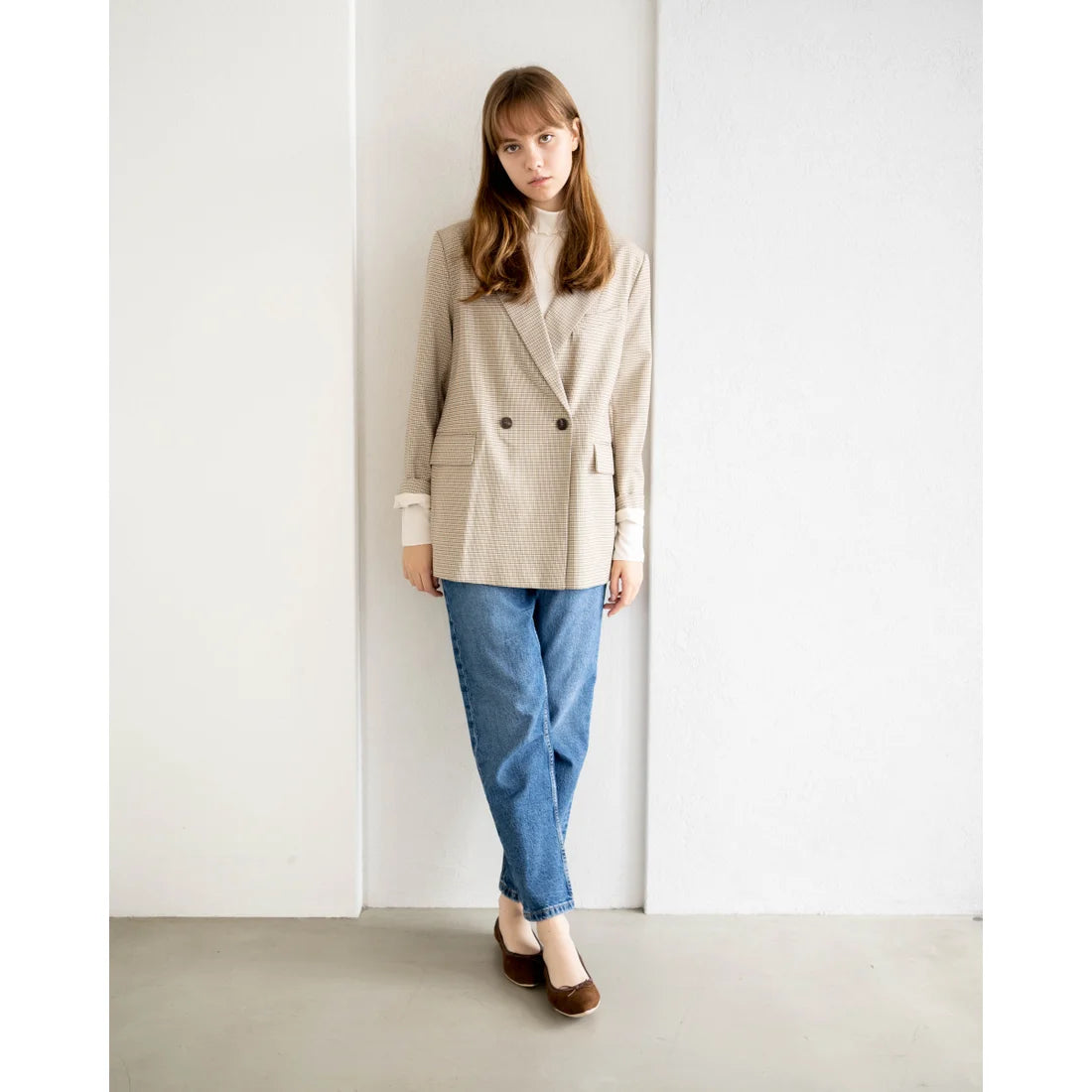 日本製【珍珠色調防水】Emma Francis 真皮 尖頭平底芭蕾舞鞋(01b-L S105)(Brown leather suede) （ブラウン レザースエード）