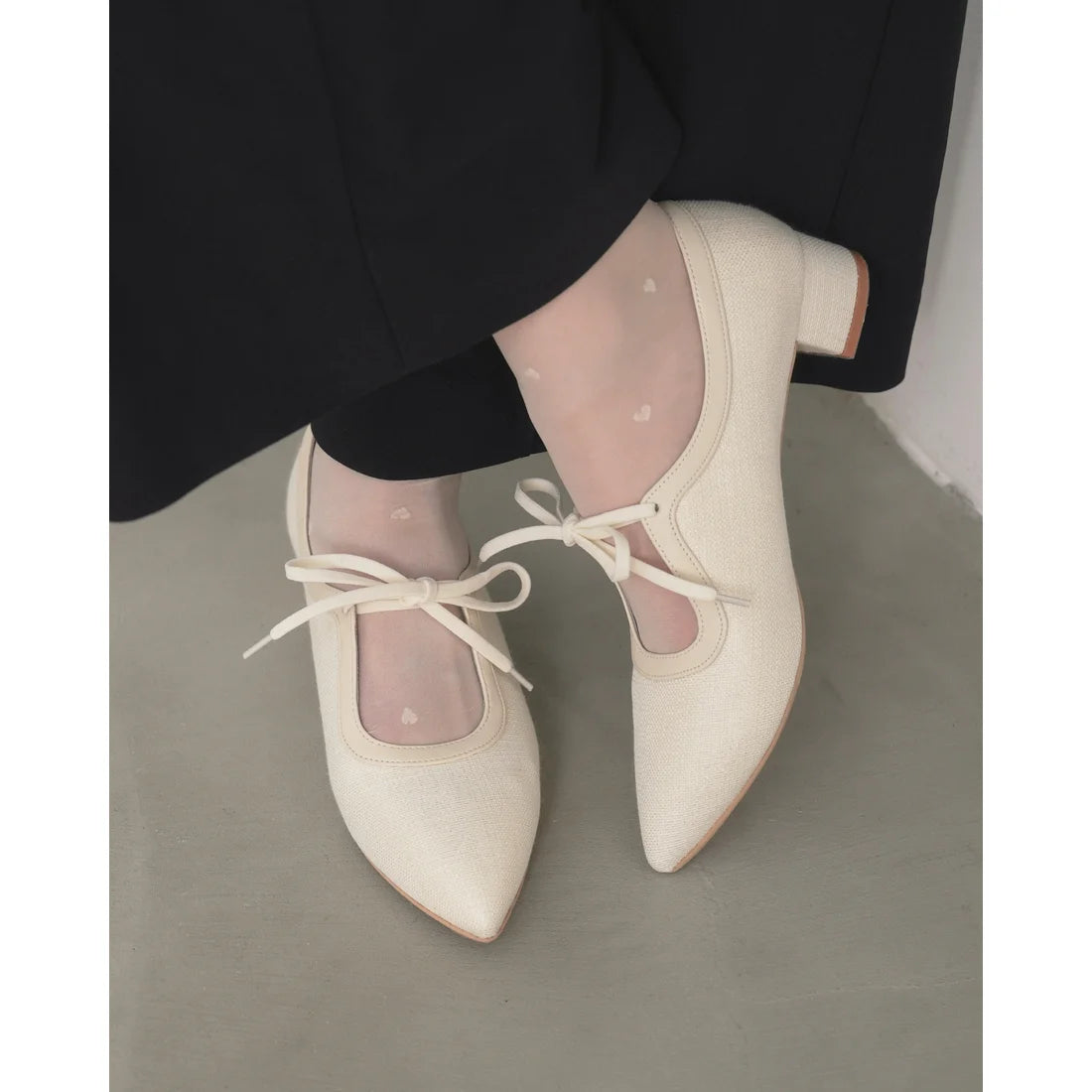 【新品預訂】日本製Emma Francis  3cm踭 經典蝴蝶結高跟鞋（象牙色）(3002g-Z 177)