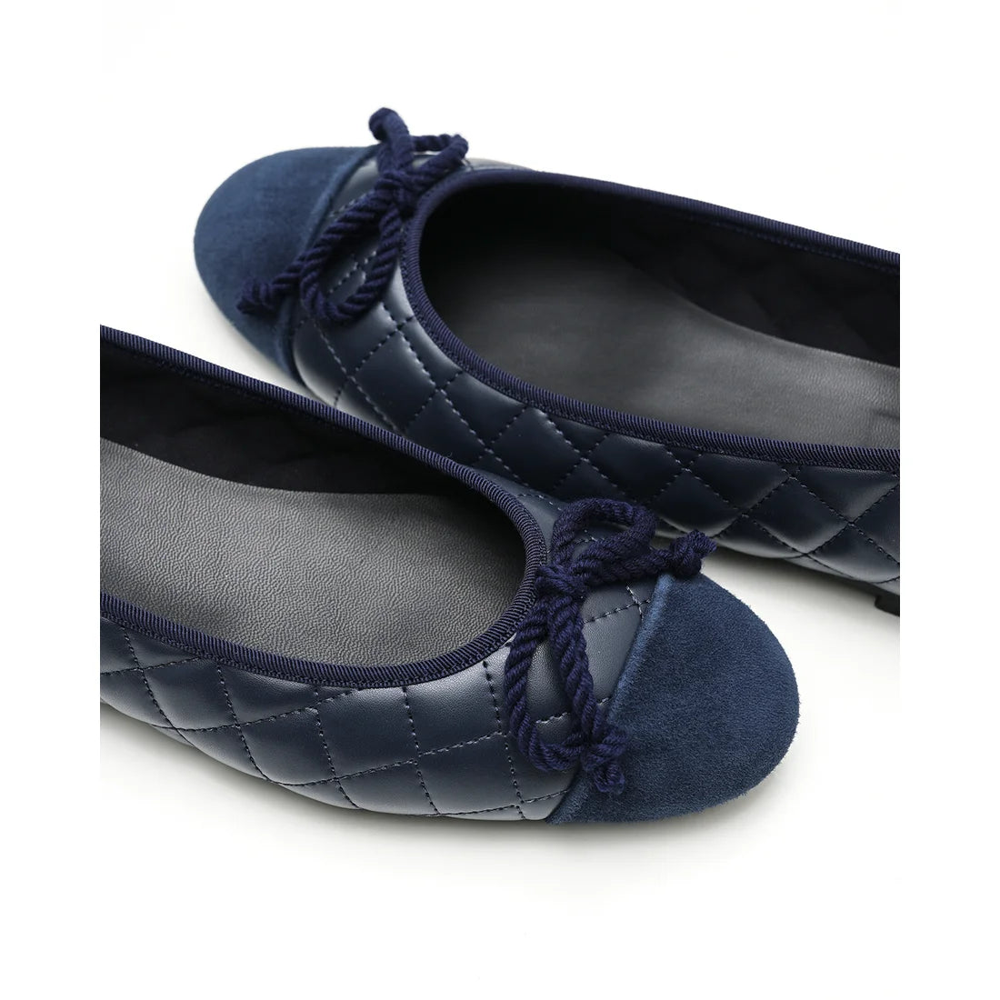 【新品預訂】日本製Emma Francis   絎縫平底芭蕾舞鞋（藏藍色絎縫）(06e-P 155) NAVY