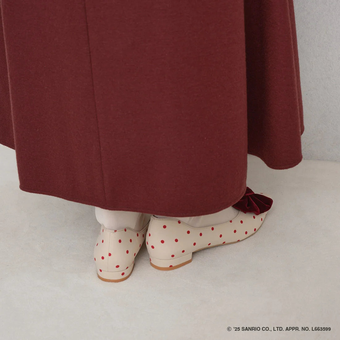 【限定品預訂】售完即止【HELLO KITTY × Launa lea 特別聯名】日本製蝴蝶結平底鞋 (460K)(紅色/Red Z/C)