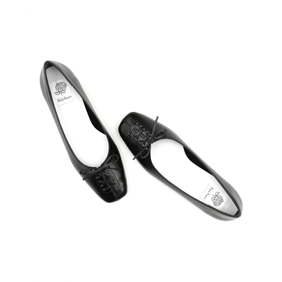 【新品預訂】日本製Emma Francis  綁帶蝴蝶結平底鞋（黑色）(03ab-M 101)