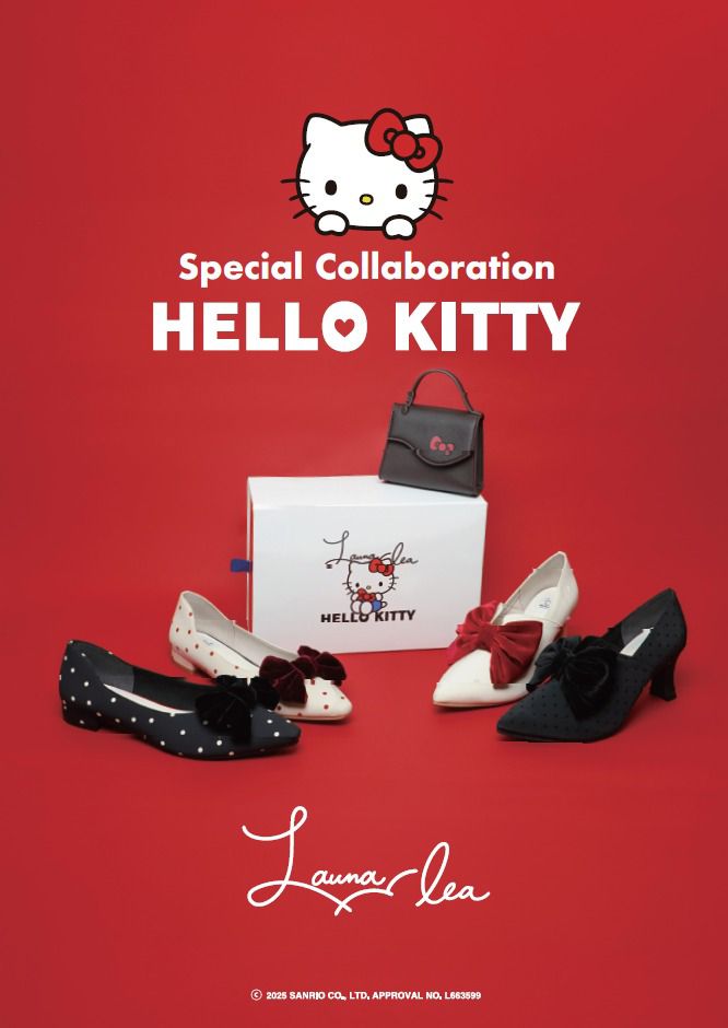 【限定品預訂】售完即止【HELLO KITTY × Launa lea 特別聯名】日本製蝴蝶結平底鞋 (460K)(紅色/Red Z/C)