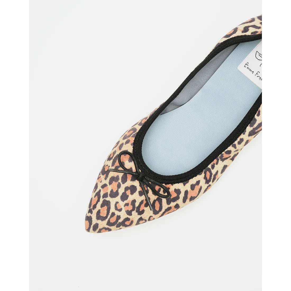 日本製【珍珠色調防水】Emma Francis真皮 尖頭平底芭蕾舞鞋(01b-L S328)(Leopard print leather suede)（レオパード柄 レザースエード）