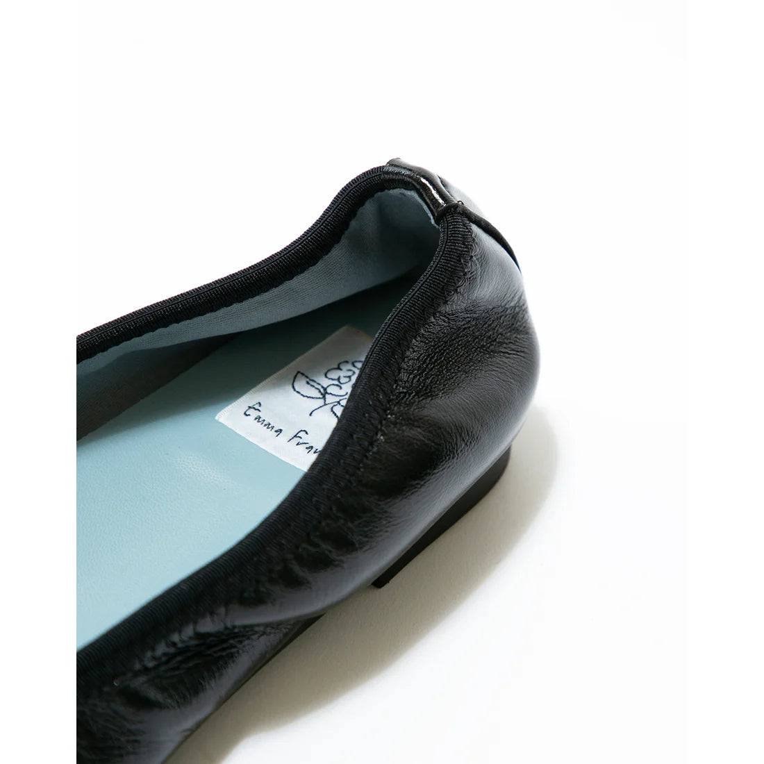 日本製【珍珠色調防水】Emma Francis 真皮 圓頭平底芭蕾舞鞋(02b-L M101)(Black Leather Mylar)（ブラック レザーマイラー）