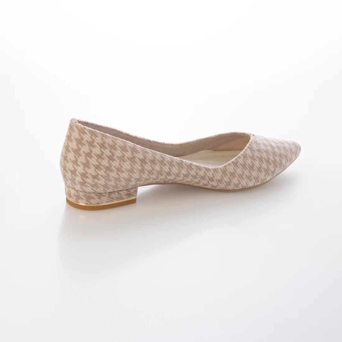 【新品預訂】日本製 Launa lea 2cm踭金線V口剪裁平底鞋 (492A) ( 千鳥杏色／Beige Z/C )