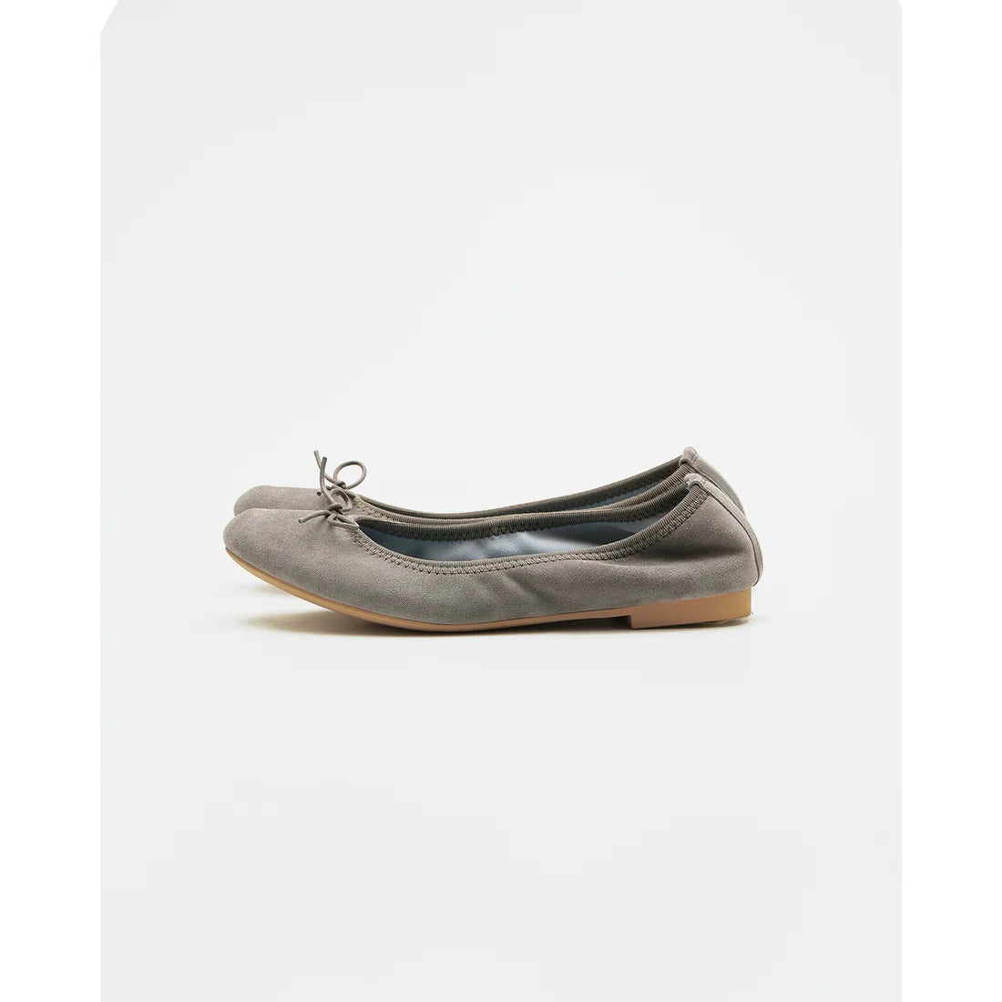 日本製【珍珠色調防水】Emma Francis 真皮 圓頭平底芭蕾舞鞋(02b-L S154)(Dark gray leather suede)（ダークグレー レザースエード）