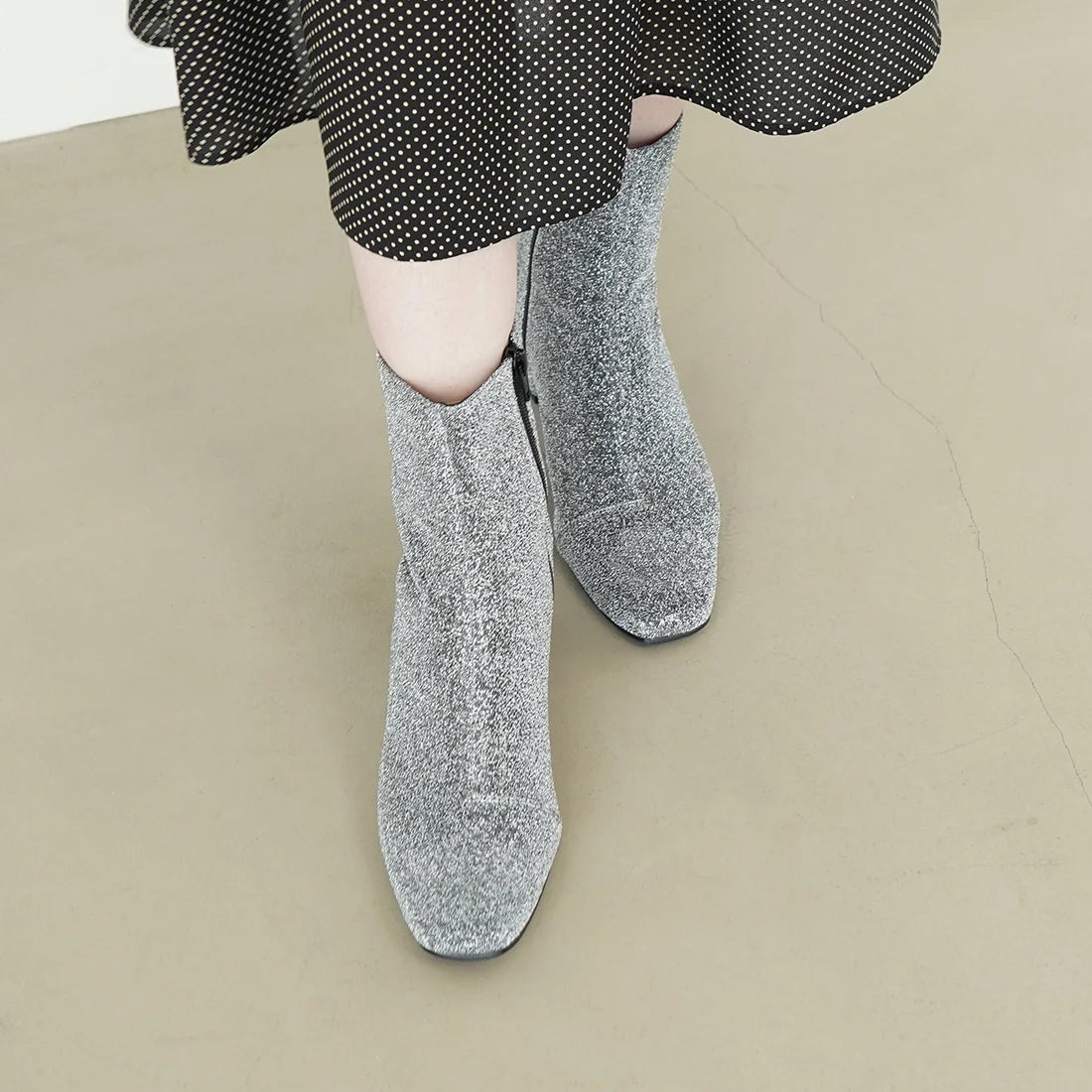 日本製 Launa Lea 6cm閃閃方頭短靴 (582)(銀色Z／Silver Z)