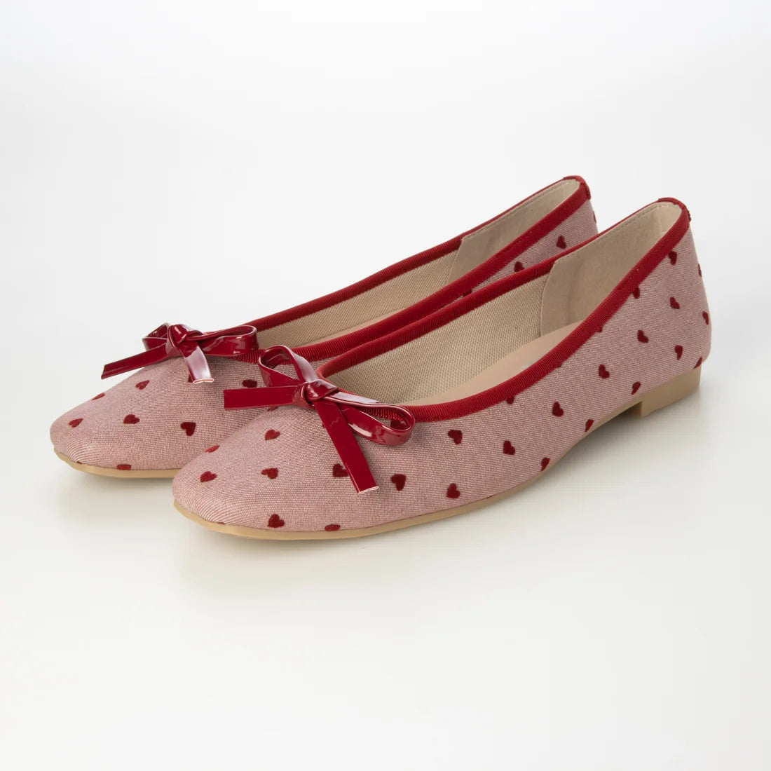 【新品預訂】日本製 Launa lea 方頭心形圖案芭蕾鞋 (B7611A) (紅色 Z/C / Red Z/C )