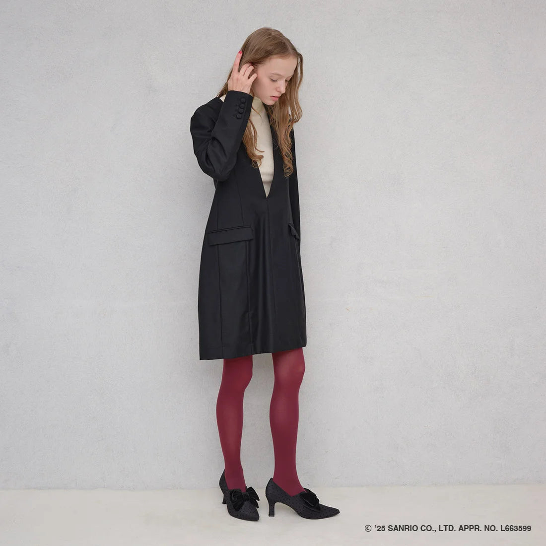 【限定品預訂】售完即止【HELLO KITTY × Launa lea 特別聯名】日本製7cm踭蝴蝶結高跟鞋 (612K)(黑色/Black Z/C)