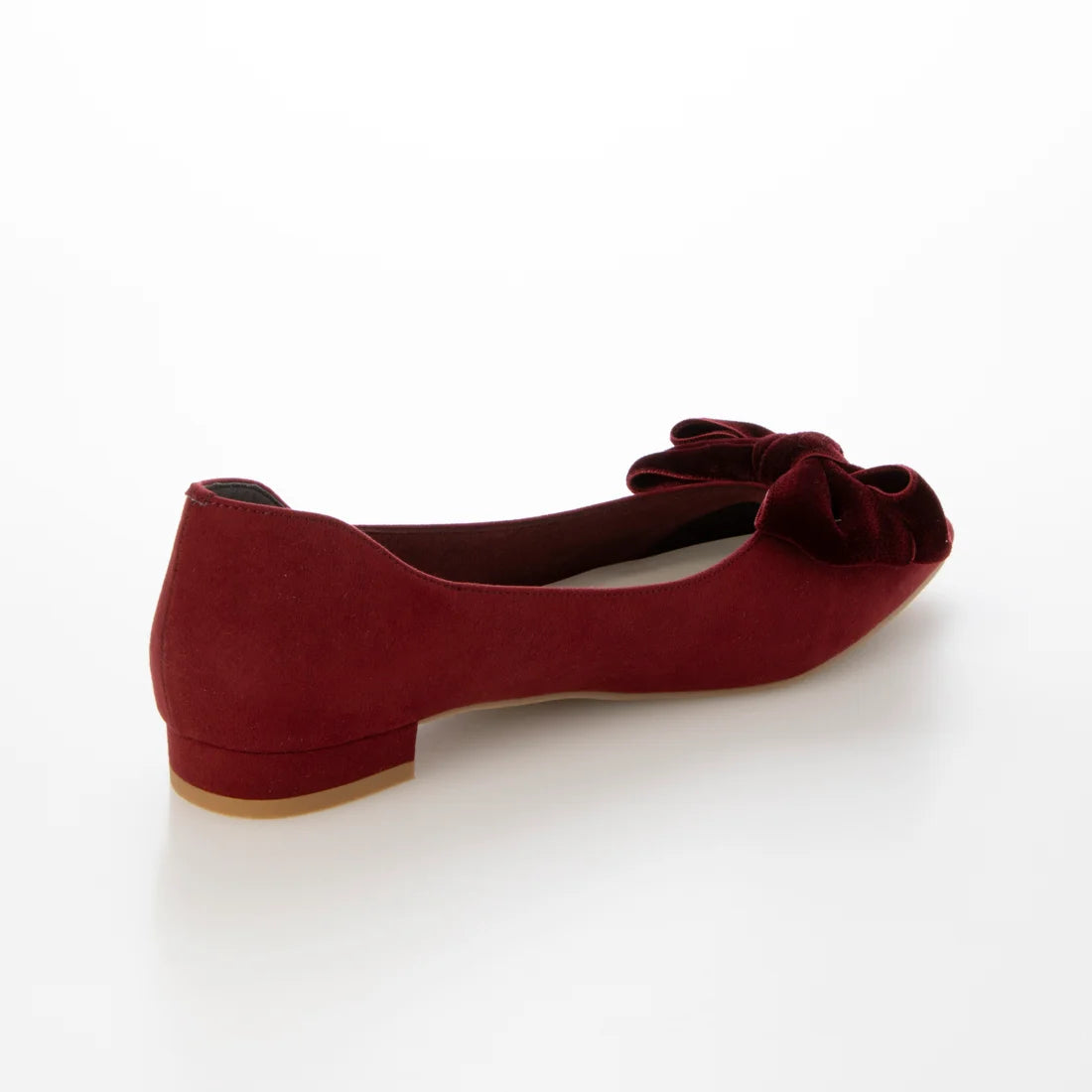 日本製 Launa Lea 絲絨蝴蝶結平底鞋 (460C)(紅色 S / Red S)
