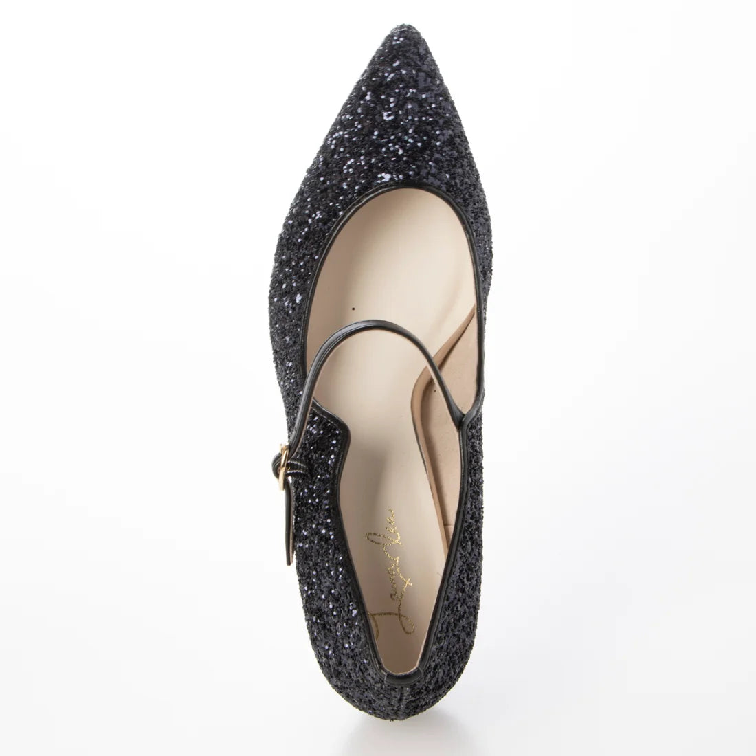 Launa lea 日本製 7cm Glitter 尖頭 Mary Jane 深藍色高跟鞋 575 navy