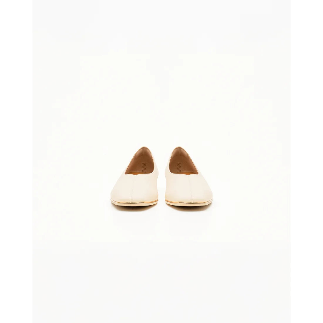 【新品預訂】日本製Emma Francis   V形中心接縫金線平底鞋（象牙色光滑）(03aa-P 177) IVO