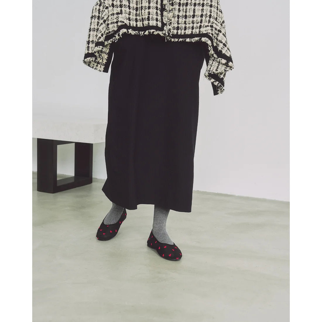 【新品預訂】日本製 Emma Francis 心形薄紗平底鞋（黑色薄紗）( 09j-T 101) BLK