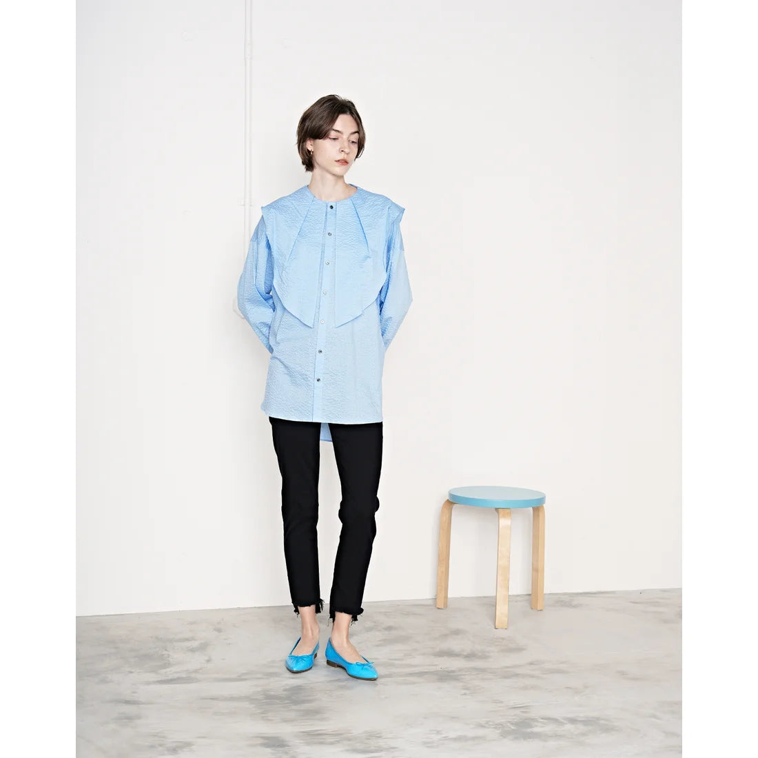 日本製 [晴雨兼容] Emma Francis 尖頭平底芭蕾舞晴雨鞋 (亮藍色漆皮) 01a-E 202 V/BLU