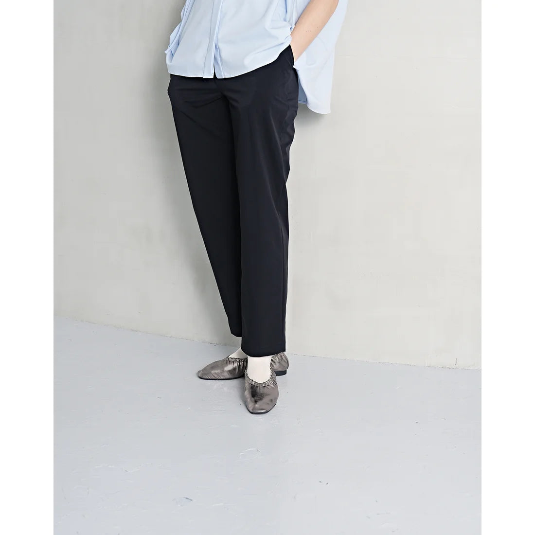 日本製 Emma Francis 褶皺平底高跟鞋 (鋼色磨砂) 03w-M 174 STL