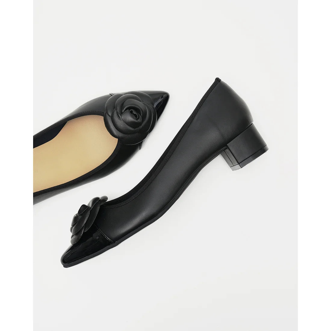 日本製 Emma Francis 胸花 3cm 高跟鞋 (黑色光面) 3002c-P 101 BLK