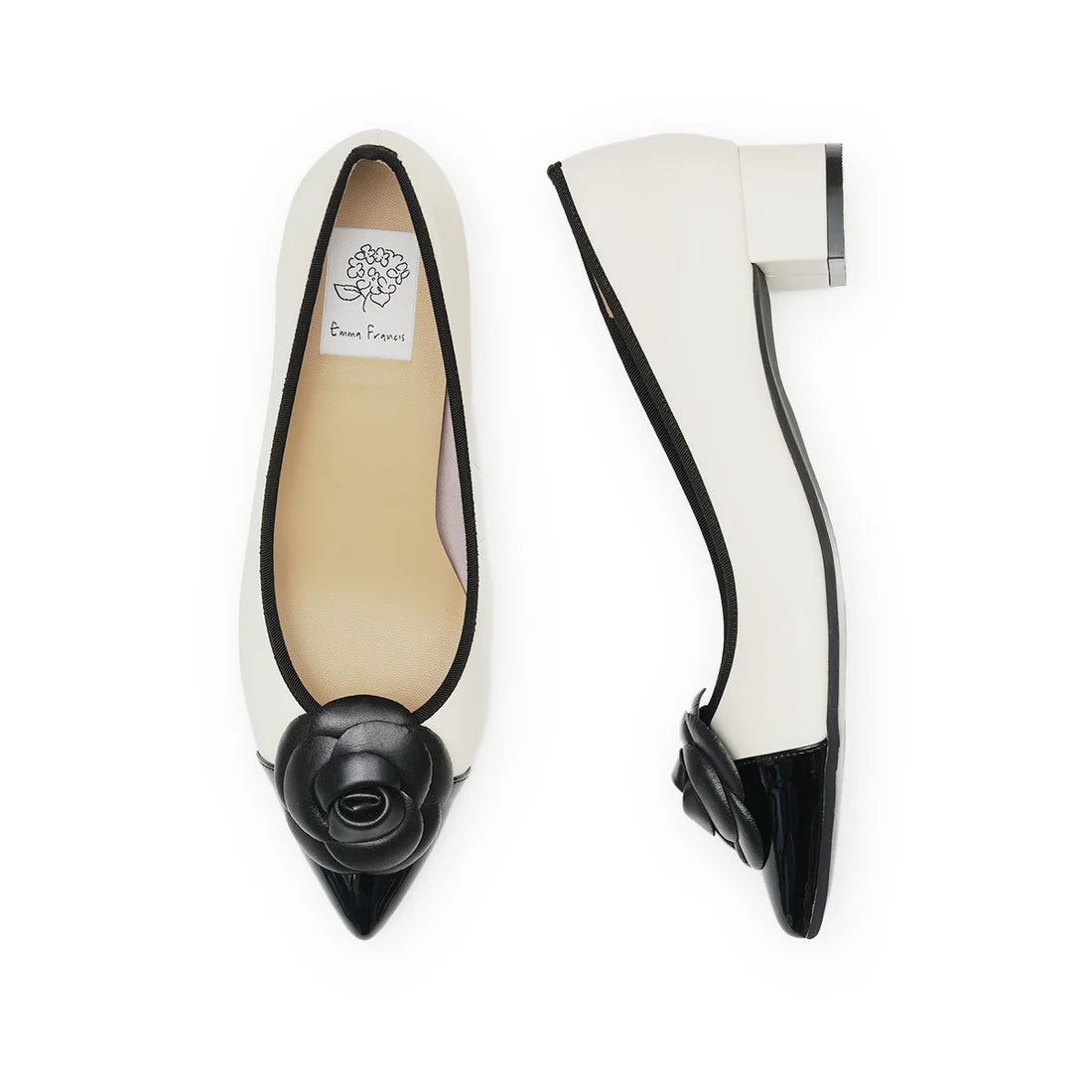 日本製 Emma Francis 胸花 3cm 高跟鞋 (白色光面) 3002c-P 159 WHT