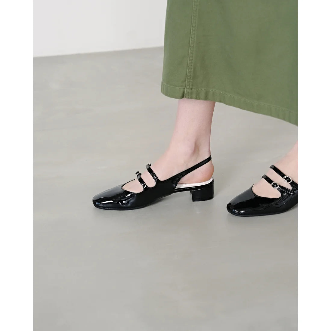 日本製 [晴雨兼容] Emma Francis 雙帶 3cm 穆勒鞋 (黑色漆皮) 	3003b-E 101 BLK