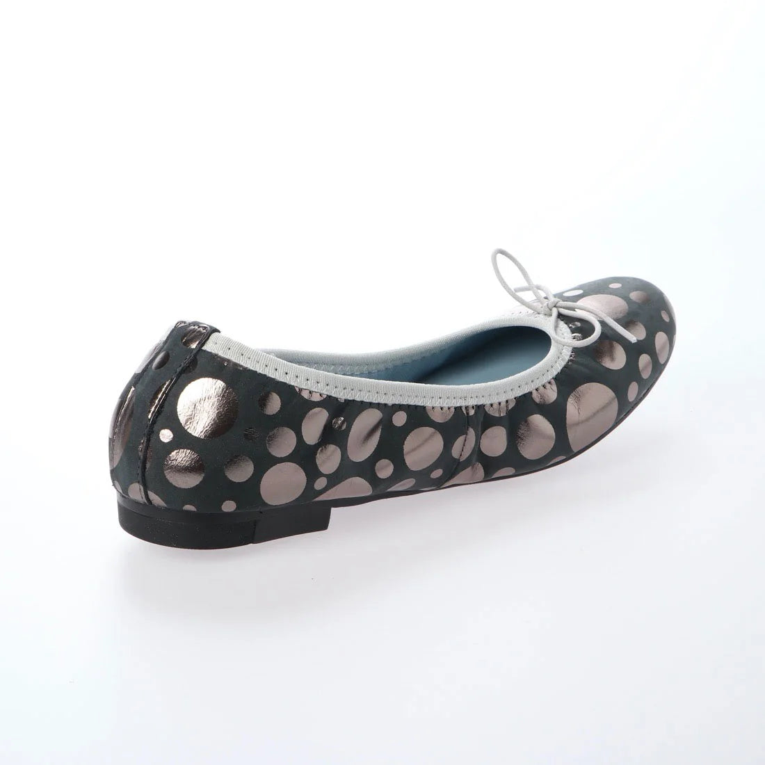 日本製 Emma Francis 神戶牛真皮圓頭平底芭蕾晴雨鞋 (EFx02p KS502)(Dot Pattern Black)（ドット柄 ブラック）
