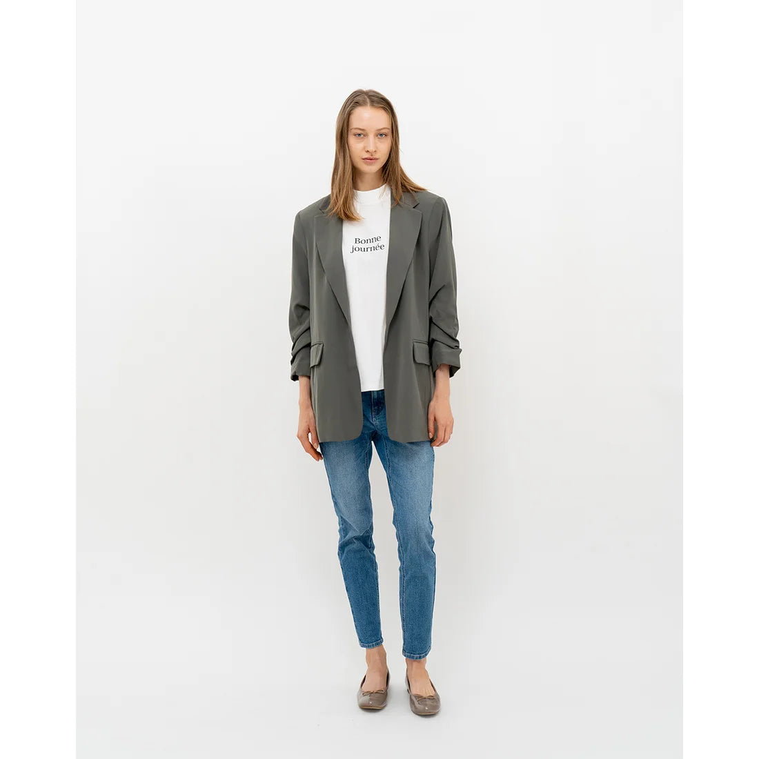 日本製 Emma Francis 圓頭平底芭蕾舞晴雨鞋 (02a-E 154)(L/Charcoal Grey Enamel)（チャコールグレー エナメル）