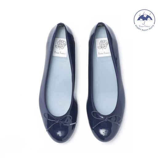 日本製 Emma Francis 圓頭平底芭蕾舞晴雨鞋 (02a-E 117) (Navy Enamel)（ネイビー エナメル）