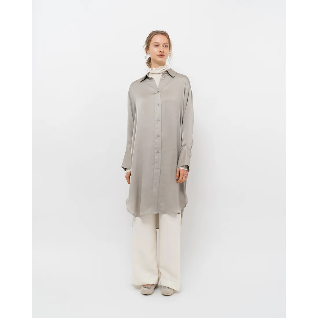 日本製【珍珠色調防水】Emma Francis圓頭平底芭蕾舞鞋(02b-L S153)(Grey leather suede)（グレー レザースエード）