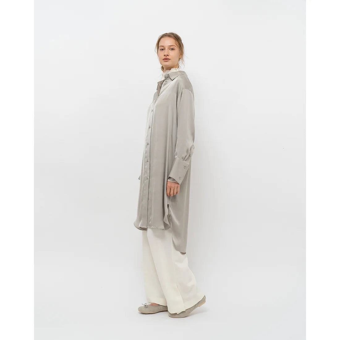 日本製【珍珠色調防水】Emma Francis圓頭平底芭蕾舞鞋(02b-L S153)(Grey leather suede)（グレー レザースエード）