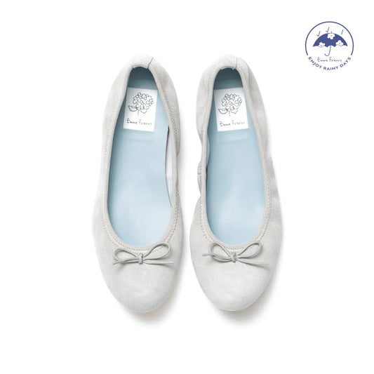 日本製【珍珠色調防水】Emma Francis圓頭平底芭蕾舞鞋(02b-L S153)(Grey leather suede)（グレー レザースエード）