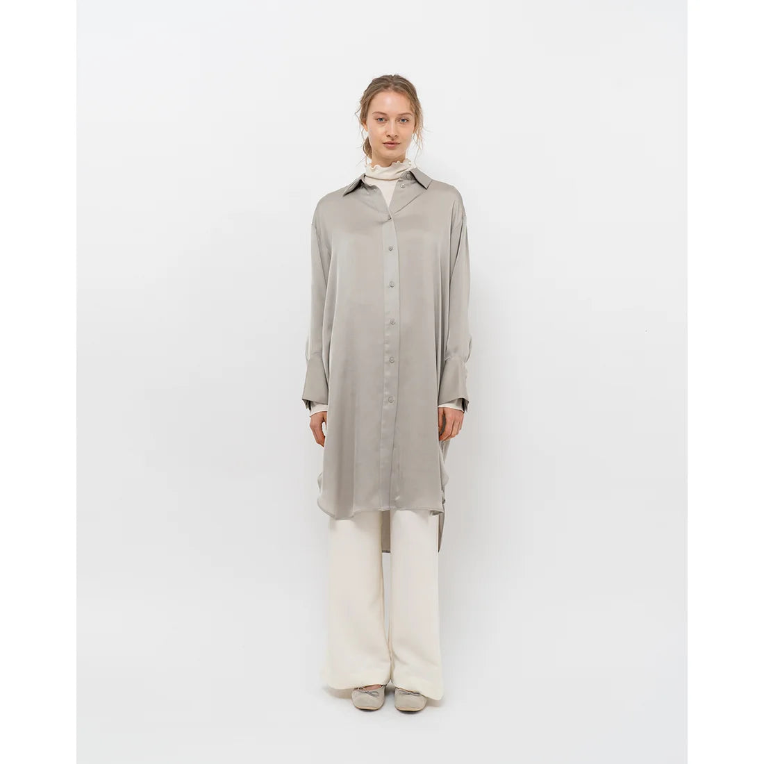 日本製【珍珠色調防水】Emma Francis圓頭平底芭蕾舞鞋(02b-L S153)(Grey leather suede)（グレー レザースエード）