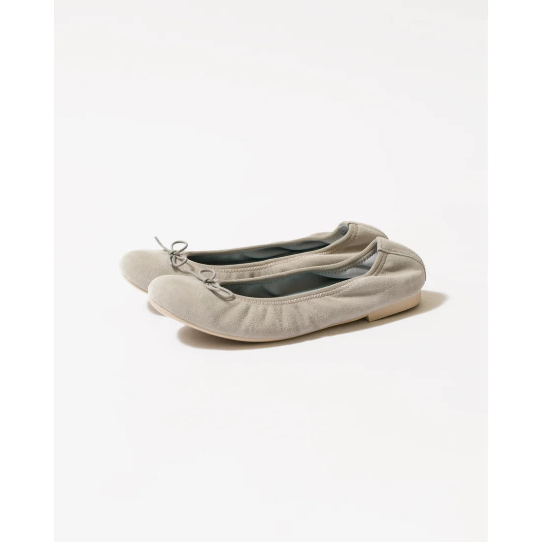 日本製【珍珠色調防水】Emma Francis圓頭平底芭蕾舞鞋(02b-L S153)(Grey leather suede)（グレー レザースエード）