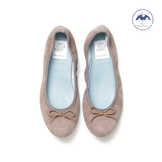 日本製【珍珠色調防水】Emma Francis圓頭平底芭蕾舞鞋(02b-L S155)(Charcoal grey leather suede)（チャコールグレー レザースエード）