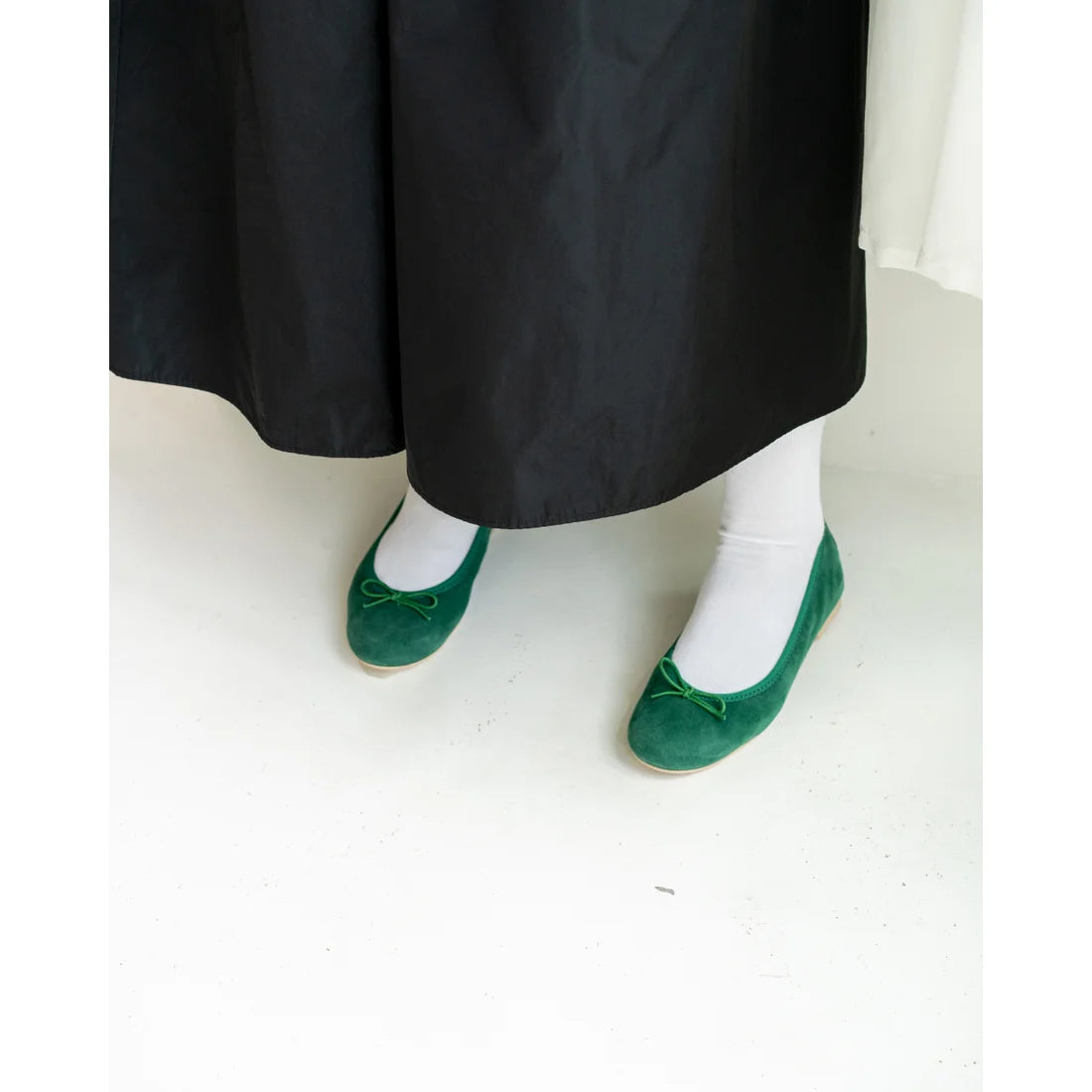 日本製【珍珠色調防水】Emma Francis圓頭平底芭蕾舞鞋(02b-L S111)(Green leather suede)（グリーン レザースエード）